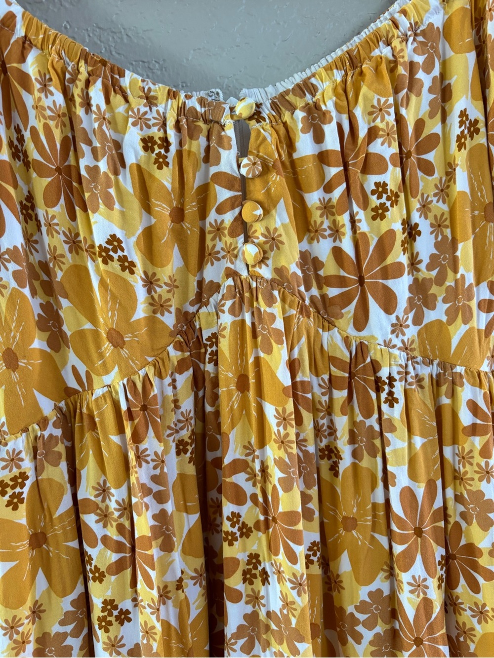 SABO Yellow Birdie Dress Retro Floral Mini Dress Size M - Picture 5 of 8
